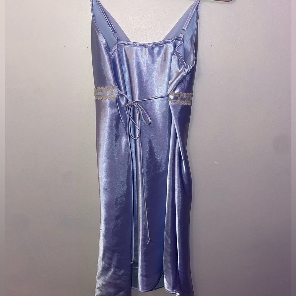 GEORGE BABY BLUE Y2K SILK SLIP DRESS - Picture 5 of 6